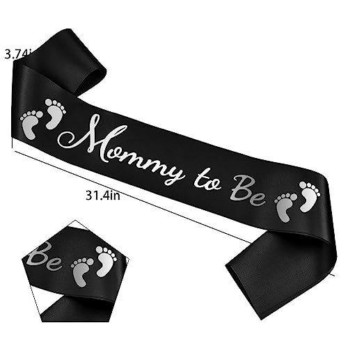 GDTO8820 2pcs Mommy To Be & Daddy To Be Baby Shower Sash Black, Baby Shower Party Gifts for New Mom Dad Gender Reveal Supplies Decorations Favors, Black - Image 3
