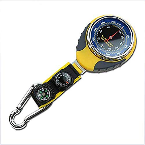 DJG Multifunctional Outdoor Barometer, 4-in-1 Compass Altimeter Barometer Compass Thermometer for Carabiner Camping Hiking Pocket