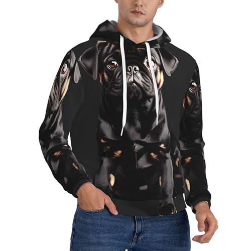Sweat à capuche carlin noir EdWal pour homme avec poche