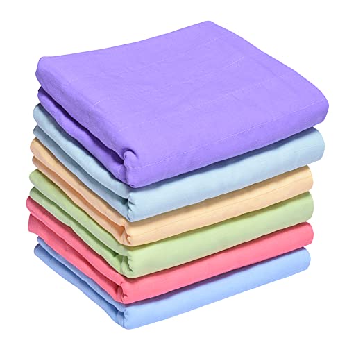 Image of MK Handicraft(PurpleCrown),Pack of 6pieces Multicolor Pure Breathable Cotton and high Absorbent Cribsheet for Newborn Babies, Swaddler Cum Comforter for Infants.(Children: M, 75cmx65cm, Multicolor)