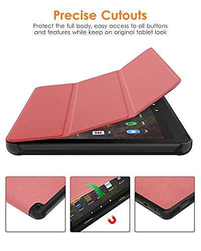 Dtto Case For All-New Amazon Fire Hd 10 & 10 Plus Tablet (Only Compatible With 11Th Generation Tablet, 2021 Release), Slim Pu Leather Trifold Stand Cover Hard Back Shell With Auto Sleep/Wake,Pink Sand #TOP5
