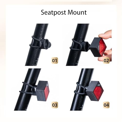 Luces para bicicleta de montaña, accesorios de bicicleta con alto brillo, luz de freno de seguridad con diseño impermeable, equipo al aire libre para visibilidad, luz de bicicleta de montaña para - imagen 6