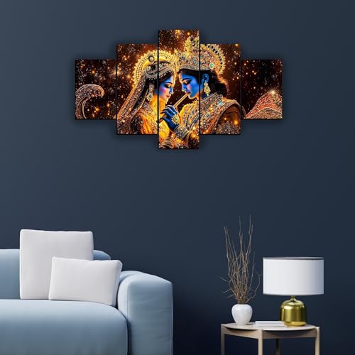 Image of JB Creations Radha Krishna Beautiful 5 Piece Wall Decor (30x18 inches)