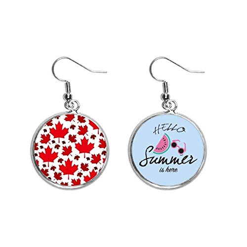 Pendientes de sandía con diseño de hoja de arce canadiense ligera