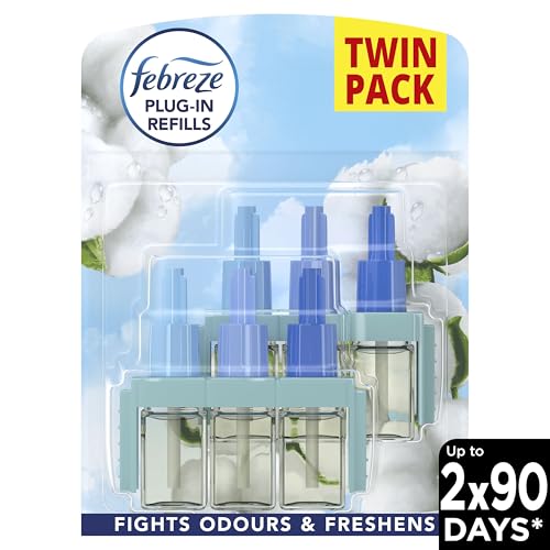 Febreze Ambi Pur 3Volution Air Freshener Plug-in Diffuser Refill, Odour Eliminator, Cotton Fresh, 40 ml, (20 ml x 2)