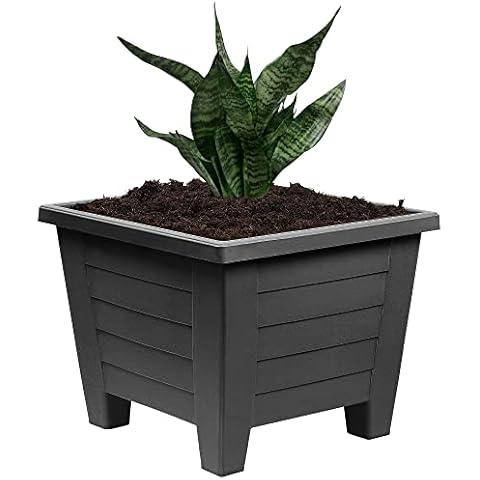 ZENQA Flower Pots Outside Indoor Large Square Planter Garden Plant Pots Outdoor Plastic Flowerpots Decorative Heavy Duty Outdoor Patio Planting Cover