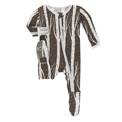 Kickee Pants Little Boys Print Footie with Zipper - Falcon Snow, 12-18 Months