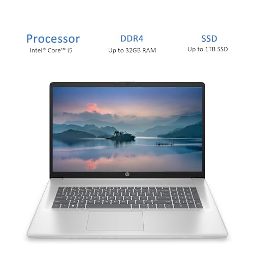 Image of HP 17 Inch Laptop, Intel Core i5-1155G7 Processor, 17.3 inch HD+ Touchscreen, 16GB RAM, 512GB SSD, Windows 11 Home, Backlit Keyboard, Natural Silver, Alpacatec Accessory (Renewed Laptop)