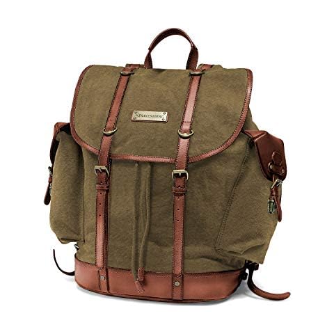 DRAKENSBERG Backpack 'Henry' - classic hiking und hunting rucksack in authentic retro vintage design, ladies, men, sustainably handmade, 30L, canvas, leather, olive-green, DR00127 Cover