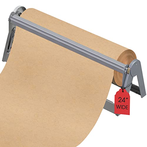 Ecohu 24In Wrapping Paper Roll Cutter - Holder Dispenser For Butcher Freezer Craft Paper Rolls With Serrated Blade For Gift Wrap - Non-Slip Cutting Tool For Any Kitchen, Craft Room - Set On Tabletop #TOP9