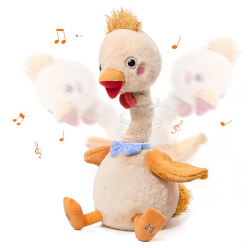 TUMAMA Poulet Parlant Qui Répète Ce Que Vous Dites Jouet Électrique Interactif Parlant Et Animé Ailes Mobiles, Peluche Chantante Cadeau d'anniversaire pour...