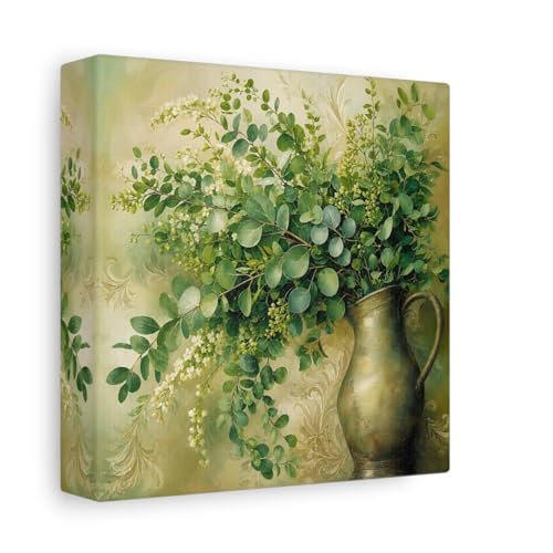 Decoration murale de petite taille pour habiller le dessus d'une cheminee avec feuillage vert