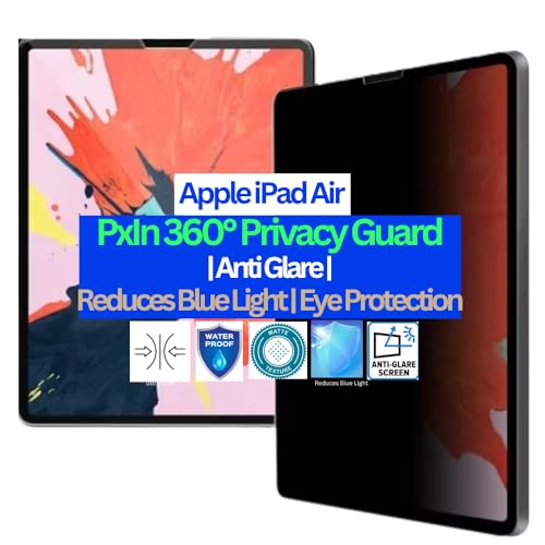 Image of Pxin Tablet Privacy Guard compatible with Apple iPad Air | Privacy screen protector | Anti Glare | Anti Spy | Reduces blue light | Self healing from scratches | Eye Protection