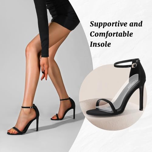 Image of perixir Gold Heels for Women, High Heels with Spiral, 4.17 inch Stiletto Heeled Sandals for Dressy Women, Lace Up Sandals Comfortable Slingback Sandal