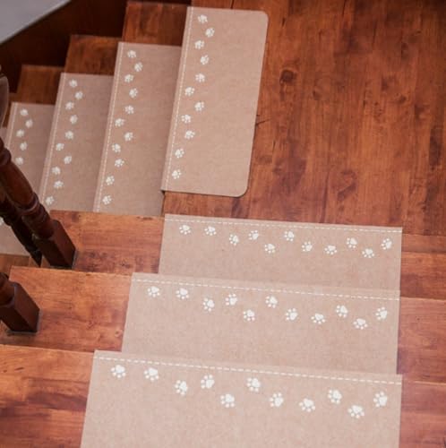 Ambety 夜光滑り止め階段マットステップマット 接着剤不要自着式階段カーペット 家庭用段差シートフットマット 階段滑り止めマット自着式 夜間発光階段マット 易取り付けネジ不要階段フットマット (ピンク,15枚)