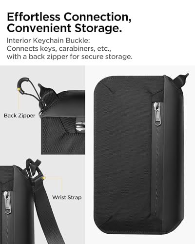 Spigen Life Passport Holder for Family, Passport Wallet Travel Documents Organizer Passport Holder with RFID Blocking, SIM Card Holder and Eject Pin, Wrist strap, up to 4 Passports- Black3