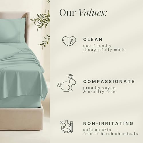 Image of Hearth & Harbor Bed Sheets, Luxury Soft 6 Piece Bed Sheet Set Extra Deep Pocket Fitted Sheets Fits Mattress up to 21 inch, Double Brushed Bedding Sheets & Pillowcases, Split King Ice Green