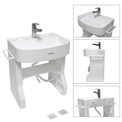 HTTMT-Washstand-Self-Care-Station-Portable-Wash-Basin-For-Child-Kids-Baby-Toddler-KEarly-Training-Learning-Plastic-Washbasin-Simulation-Towel-Shelf-PN-ET-BABY007-WHITE