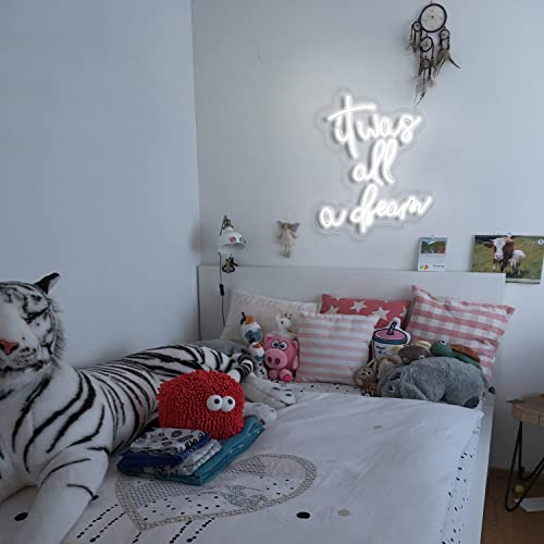Image of Lucunstar It Was All A Dream Neon Sign White Neon Sign For Room LED signs For Wall Decor LED Light Up Bedroom Club Office Hotel Pub Cafe Dream Neon Lights Wedding Birthday Party Room Decor