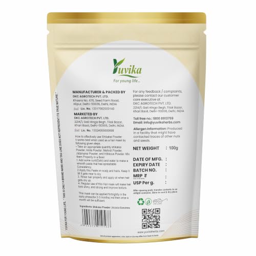 Image of YUVIKA Shikakai Powder - Acacia Concinna - Soap Pod Powder 100 Grams