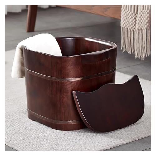 Cubeta portátil de madera para spa de pies con tapa