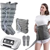 Miuxe Pressoterapia Linfodrenaggio Gambe | Pressoterapia per Casa Professionale | 6 Camere Apparecchio Pressoterapia Gambe E Addome Braccia Anti Cellulite (Grigio, 2 Gambe+1 Addome M)