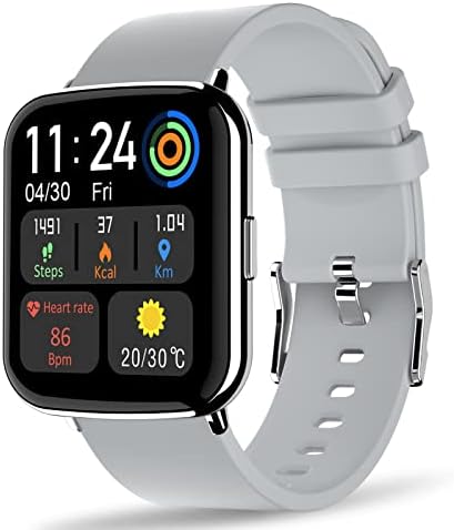 Hadisala Smart Watch, 1.69" Fitness Tracker for Android iOS Phones, Activity Tracker with Heart Rate Monitor, Blood Oxygen Meter, IP68 Waterproof Smartwatch for Women Men-Silver