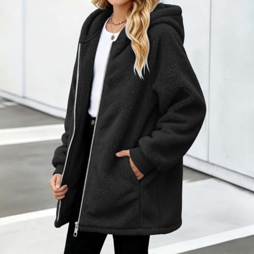 Girls Fleece Jacket with Hood Zip Up Long Winter Coat with Pockets Fall - image 7