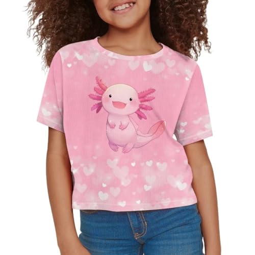 Image of Girl Crop Top Shirts for Summer Cute T Shirts Short Sleeve Tees for Kids 5-16
