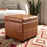 Safavieh Hudson Collection Noho Tufted Saddle Leather Square Storage Ottoman