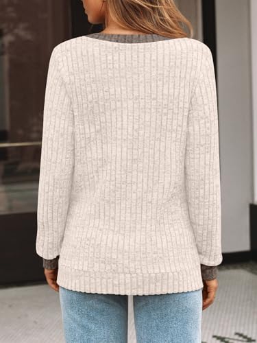 Image of AUTOMET Womens V Neck Long Sleeve Shirts Fall Tops 2026 Lightweight Sweater