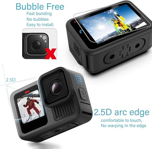 Image of VERTUS Premium Tempered Glass Screen Protector for GoPro Hero 13 Action Camera [2(Front) + 2(Back) + 2(Lens)]