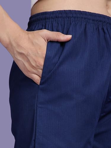 Image of KRYPTIC Women's 100% Pure Cotton Woven Pyjama | Mid Rise Relaxed Fit Full Length Nightwear Pant with Elasticated Drawstring Waistband & Side Pocket | Comfortable Lounge, Sleepwear & Casual Bottom Wear