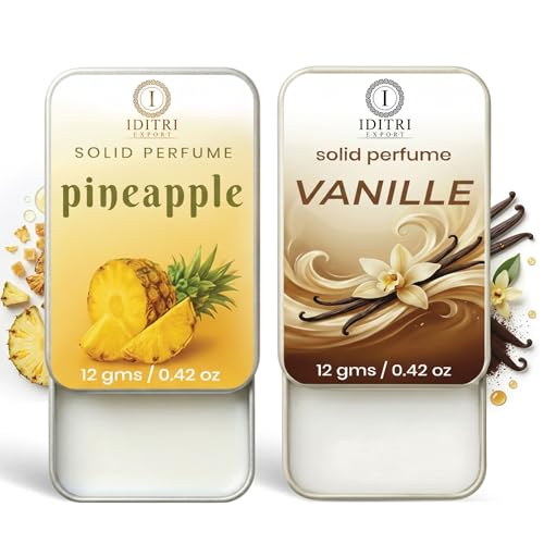 Image of Solid Perfume |pineapple&Vanille Alcohol Free Wax Perfume Balm, Long Lasting | Pocket Tin 12g, Pack Of 2| Non Greasy Smooth Glide, Travel Friendly Men And Women