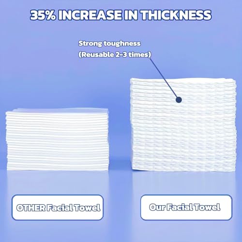 Image of Disposable Face Towel 300 Count, Soft Cotton Clean Skin Face Towels, Dry Wipes Cotton Facial Towels Wash Cloths Tissue Thickened, Face Towelettes Disposable for Makeup Remover, Cleansing and Skincare