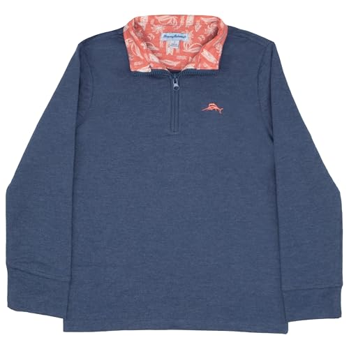 Image of Tommy Bahama Boys Quarter-Zip Pullover Shirt - Lightweight Casual Knit Long Sleeve Sweater for Kids