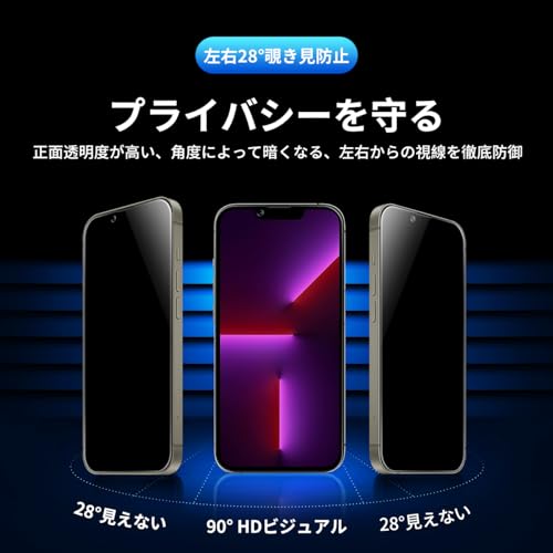 undefined 対応 iPhone 13 Pro Max ガラスフィルム 覗き見 【2枚覗き見防止+2枚レンズ保護フィルム+ガイド枠】 iphone13ProMax フィルム のぞき見防止 レンズフィルム アイホン 13プロ マックス 強化ガラス アイフォン13プロマックス 液晶 保護フィルム 横から見えない 硬度9H 耐衝撃 飛散防止 自動吸着 気泡ゼロ 指紋防止 超高質感 SENFK4AP13PM の商品画像 3