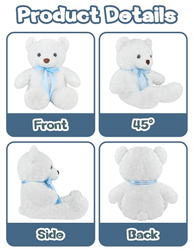 Vyusit Teddy Bear Stuffed Animals, 24 Inch Cute Rose Plush Toys With Footprints Bow-Knot, Soft Small Cuddly Stuffed Plush Teddy Bear #TOP1