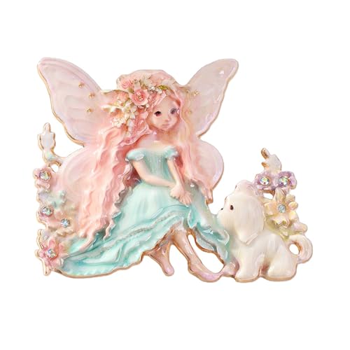 Stylish Cartoon Fairy Girls Brooch with Creative Puppy Accent Special Occasion Decoration Accessory Childlike Lapel Pin