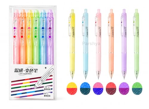 Image of KiddieWorld Color Changing Gel Pens Set of 6 | Magic Temperature Sensitive Ink Pens | Smooth Fine Tip Writing | Erasable Heat Reactive Pens for Kids, Students, Office, Journaling & Gifts