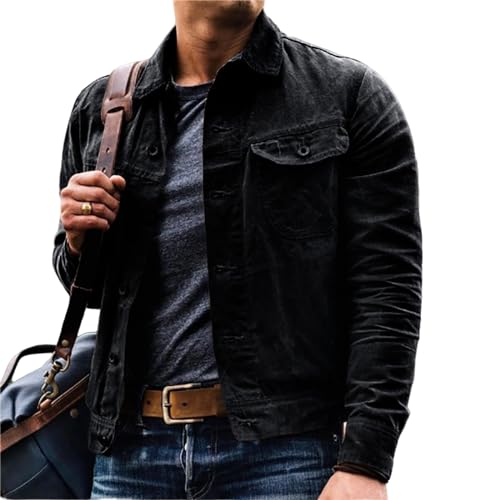 Mens Trendy Plain Jackets with Pockets Button Down Coats Lapel Slim Casual Long Sleeves Jackets Fashion Tops