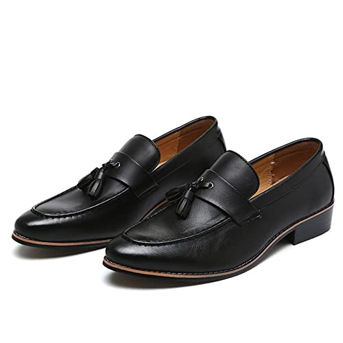 Mocasines de vestir para hombre en cuero con borlas elegantes para bodas y conducción