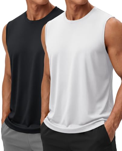 TACVASEN TACVASEN Men's 2 Pack Tank Tops Dry Fit Workout Mucle Sleeveless Shirts
