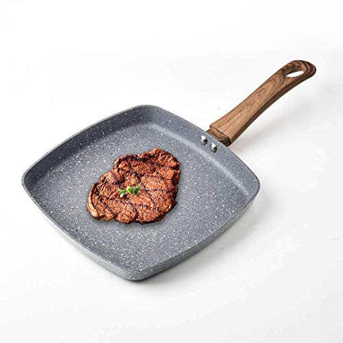 Caannasweis Grey Griddle Pan, Flat Grill Pan for Stove Tops Nonstick,Stone Pan Square