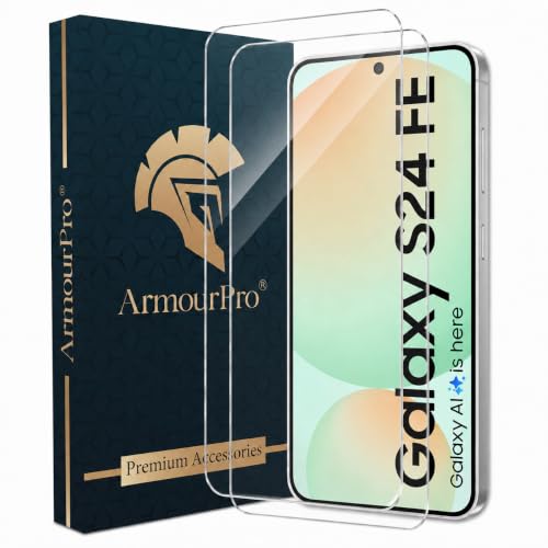 Image of ArmourPro 3D Borderless Tempered Glass for Samsung Galaxy S24 FE, M56, F56, A36 and A56, Set of 2 HD Clear Screen Protectors with 3D Curved Edges, 9H Hardness, Oleophobic Coating, Case Friendly