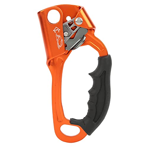 Yuecoom Climbing Hand Ascender Right Hand Rock Climbing Tree Arborist Rappelling Gear Equipment Rope Clamp for 8~12MM Rope (Orange)