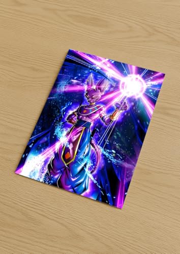 Image of NIJUKA Anime Printed Metal sheet Poster For Home And Room Decoration | For Anime Art Fans Boys And Girls (Beerus hakai)