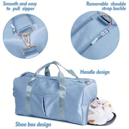 XZG Travel Duffel Bag,Sports Waterproof Tote Gym Bag For Women Men with Shoe Compartment & Wet Pocket, Airplane Travel Essentials for Flying, Weekender Bag Luggage Bag with Trolley Sleeve2