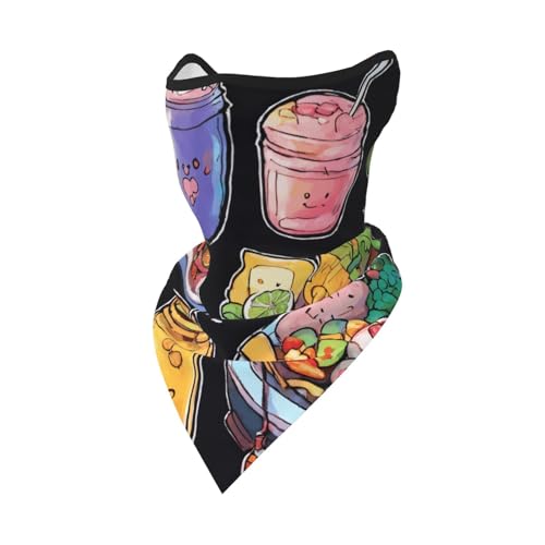 HUIopq Máscara deportiva con estampado de alimentos saludables, para correr, esquí, protección al aire libre, polaina térmica para el cuello, color negro