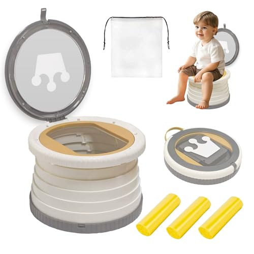 portable foldable potty seat for toddler training toilet seat emergency toilet the bottom has the function of storing garbage bags for car camping grey